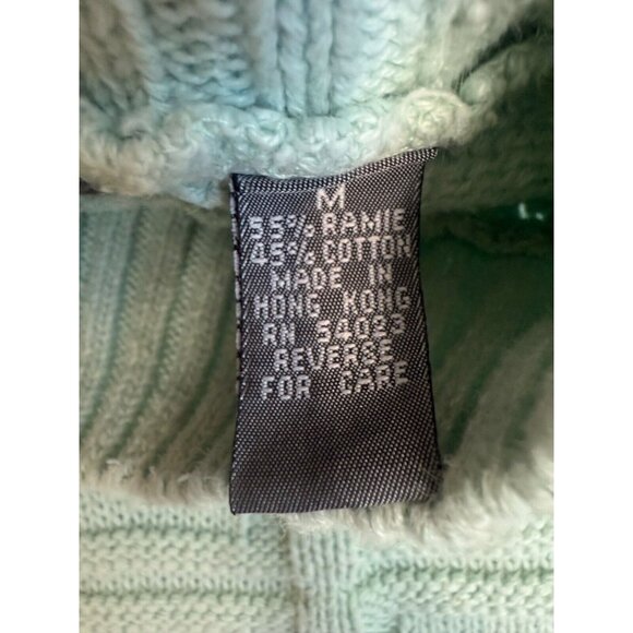 Vintage GAP Seafom Green Fancy Knit Ramie Blend Sweater Size Medium Cottage Core - Picture 10 of 13